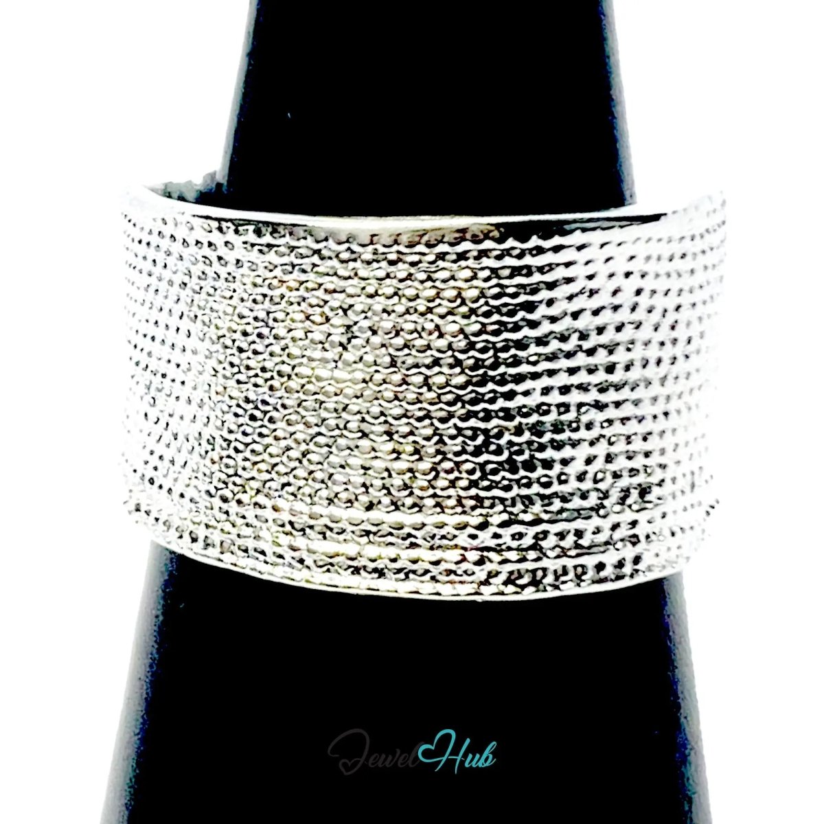 925 Silver Ring (Hallmarked) Dotted Crest · UK O - P - Q · US 7.5–8.5 · 7.80g - JewelHub.co.uk