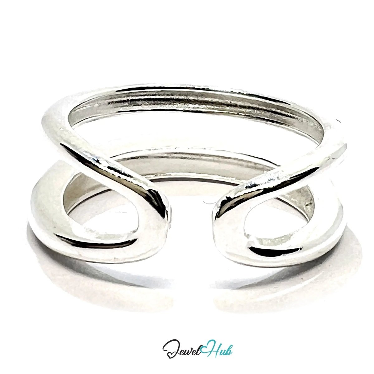 925 Silver Ring (Hallmarked) Double Band Design | 4.44g | Adjustable UK N - O - P - JewelHub.co.uk
