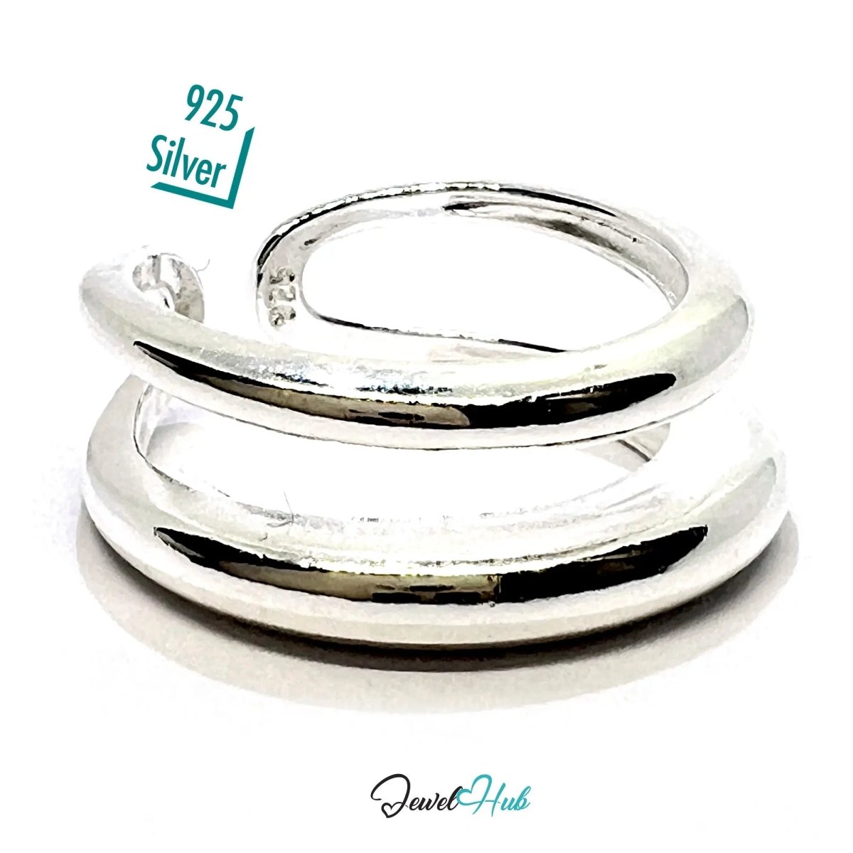 925 Silver Ring (Hallmarked) Double Band Design | 4.44g | Adjustable UK N - O - P - JewelHub.co.uk
