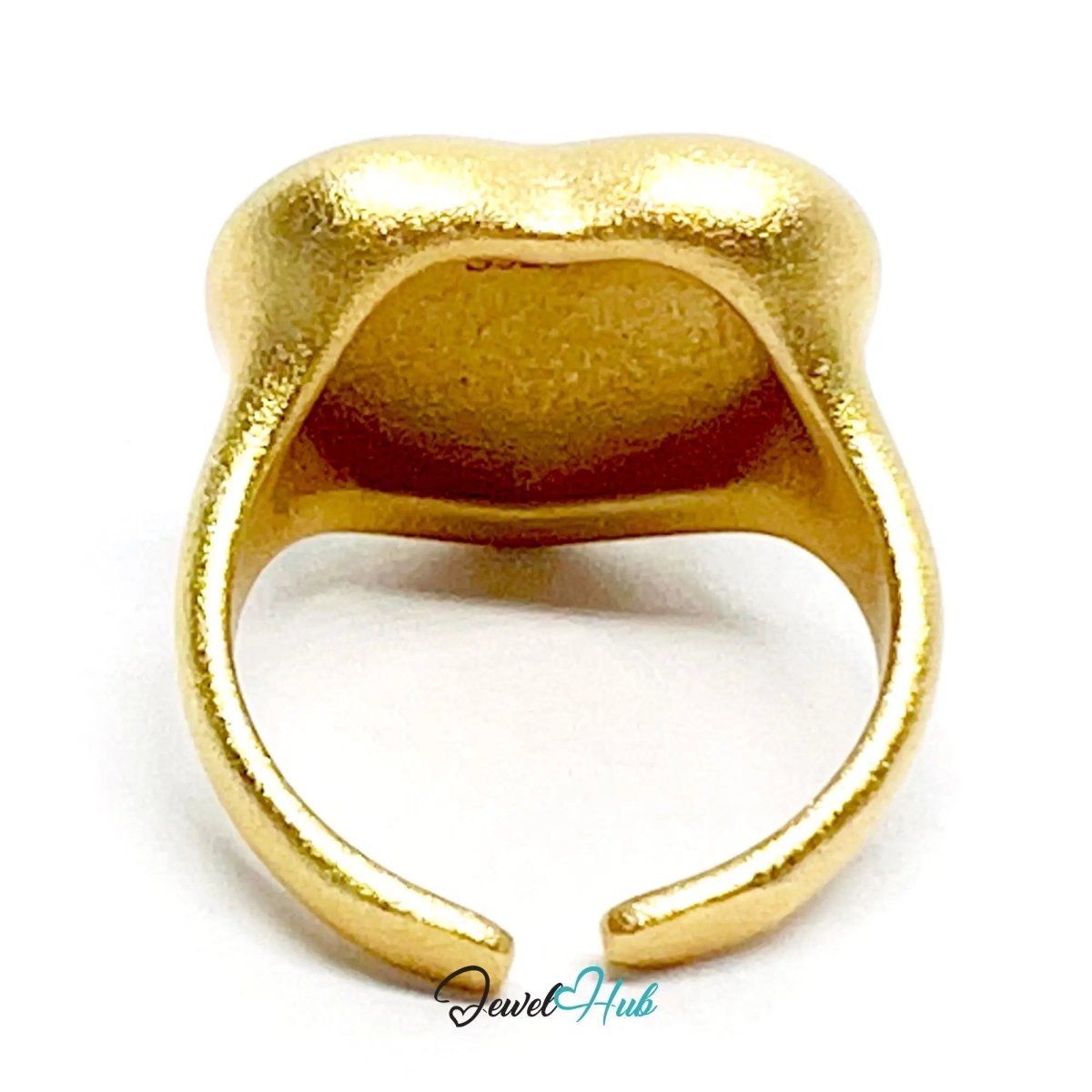 925 Silver Ring (Hallmarked) Gold - Tone Matte Heart · UK L - M - N · US 6–7.5 · 7.48g - JewelHub.co.uk