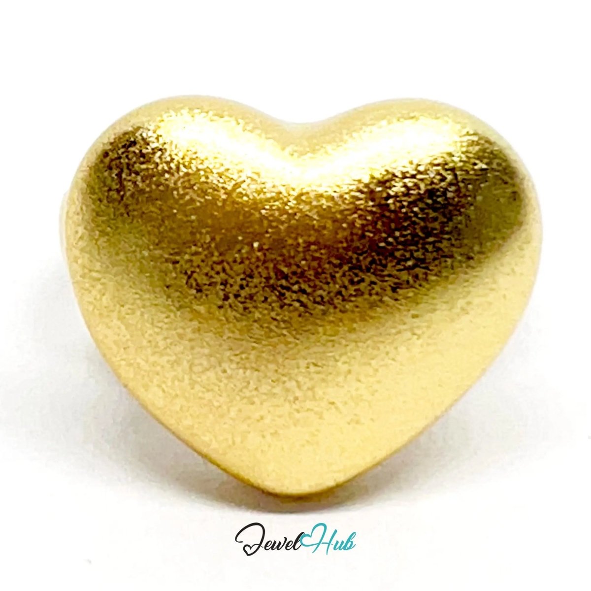 925 Silver Ring (Hallmarked) Gold - Tone Matte Heart · UK L - M - N · US 6–7.5 · 7.48g - JewelHub.co.uk