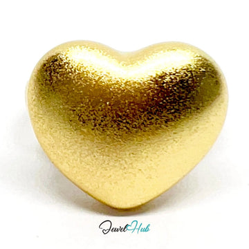 925 Silver Ring (Hallmarked) Gold - Tone Matte Heart · UK L - M - N · US 6–7.5 · 7.48g - JewelHub.co.uk