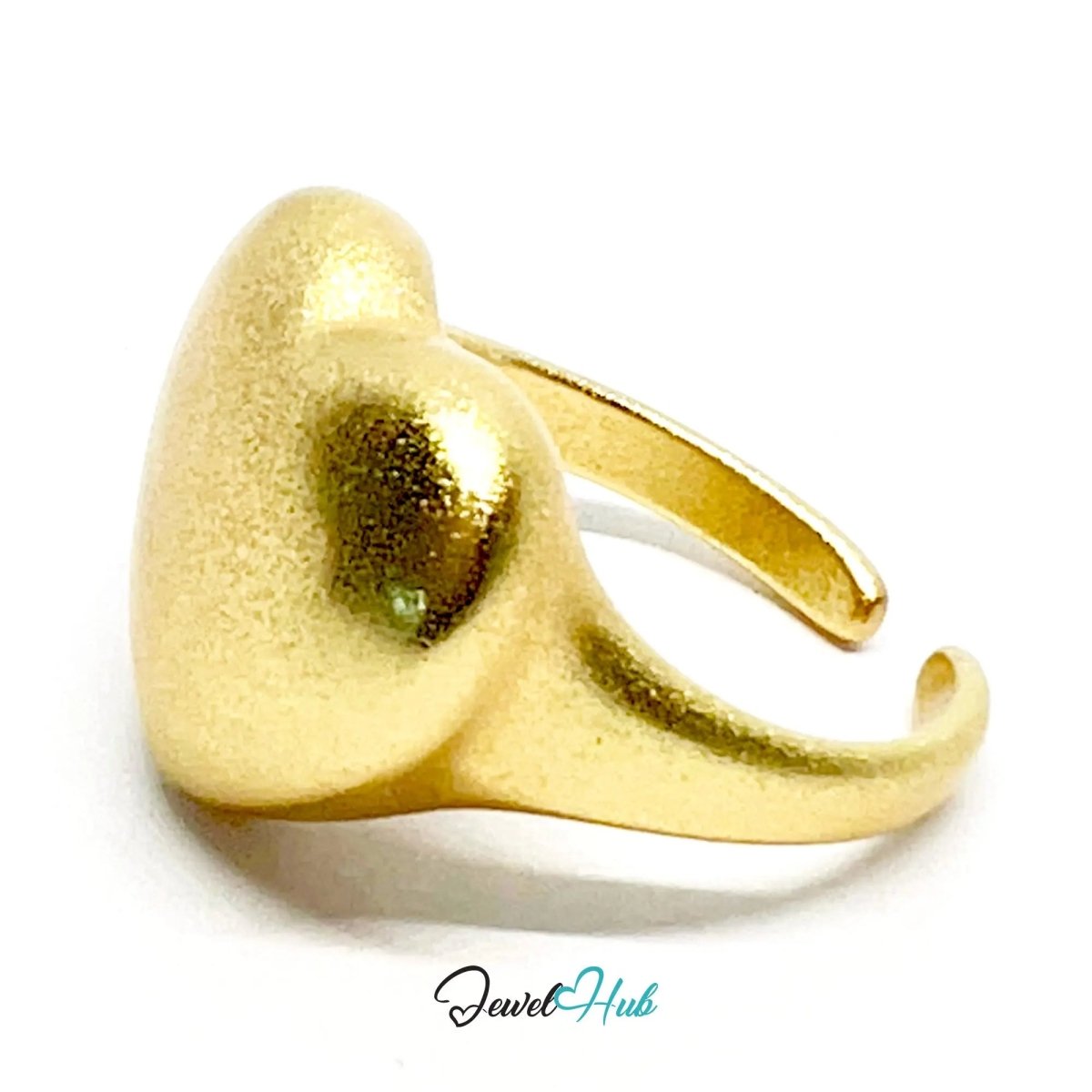 925 Silver Ring (Hallmarked) Gold - Tone Matte Heart · UK L - M - N · US 6–7.5 · 7.48g - JewelHub.co.uk