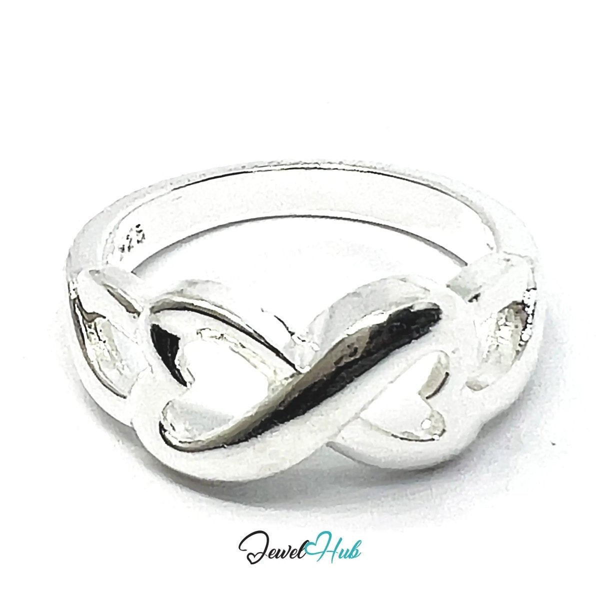 925 Silver Ring (Hallmarked) Infinity Heart | 3.31g / 3.45g | UK N US 7 / UK P US 8 - JewelHub.co.uk