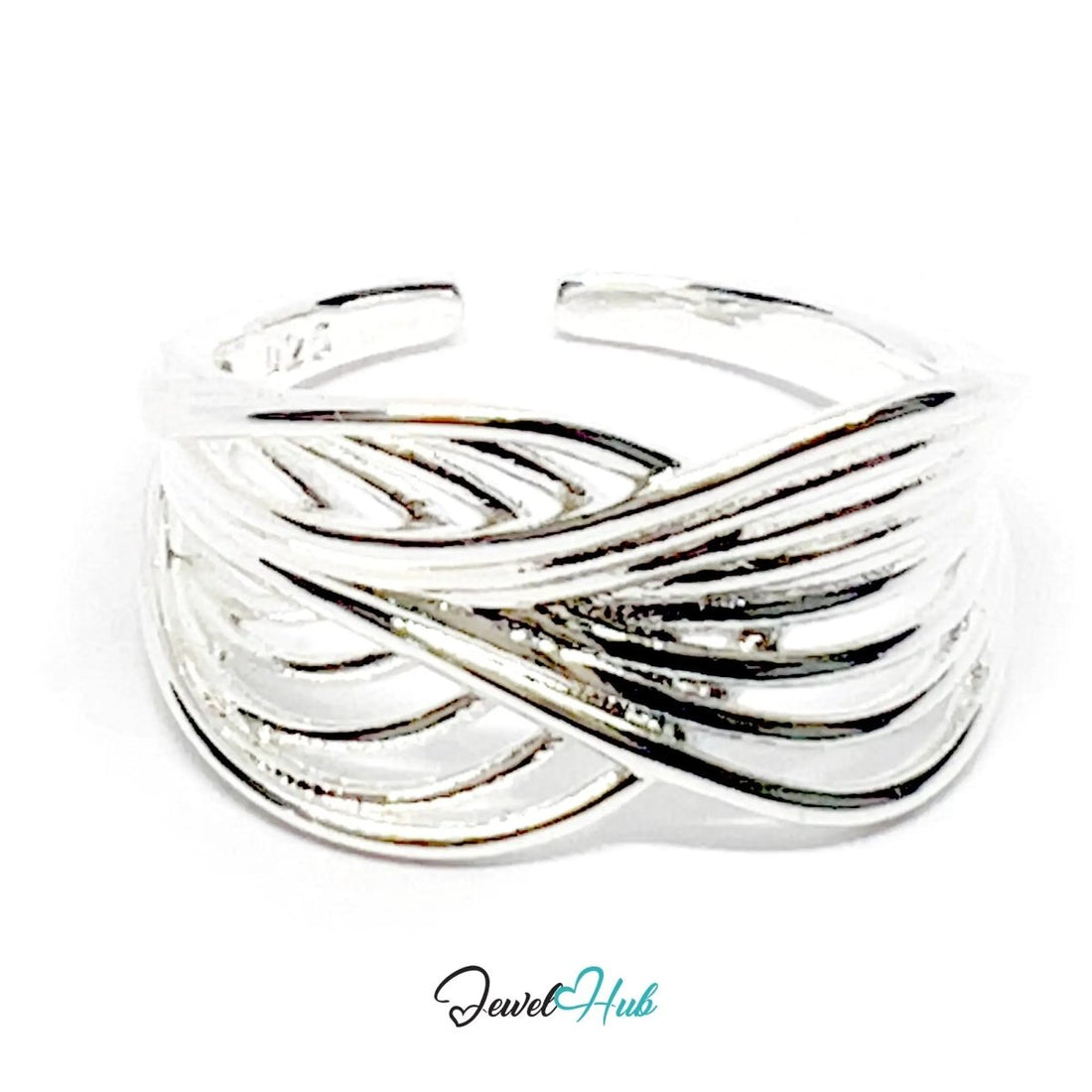 925 Silver Ring (Hallmarked) Interloop Band · UK O - P - Q · US 7.5–8.5 · 2.50g - JewelHub.co.uk