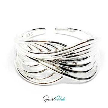925 Silver Ring (Hallmarked) Interloop Band · UK O - P - Q · US 7.5–8.5 · 2.50g - JewelHub.co.uk