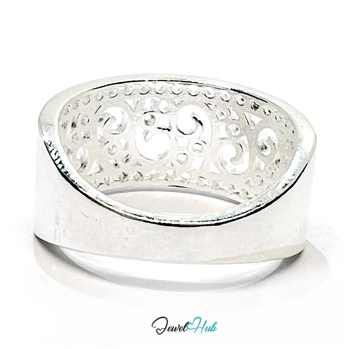 925 Silver Ring (Hallmarked) Lace - Inspired Pattern with Beaded Edges | 3.6 - 4.2g | UK N US 7 / UK R US 9 - JewelHub.co.uk