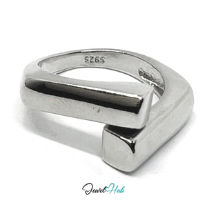925 Silver Ring (Hallmarked) Linear Merge Design | 4.2g | Adjustable UK O - P - Q - JewelHub.co.uk