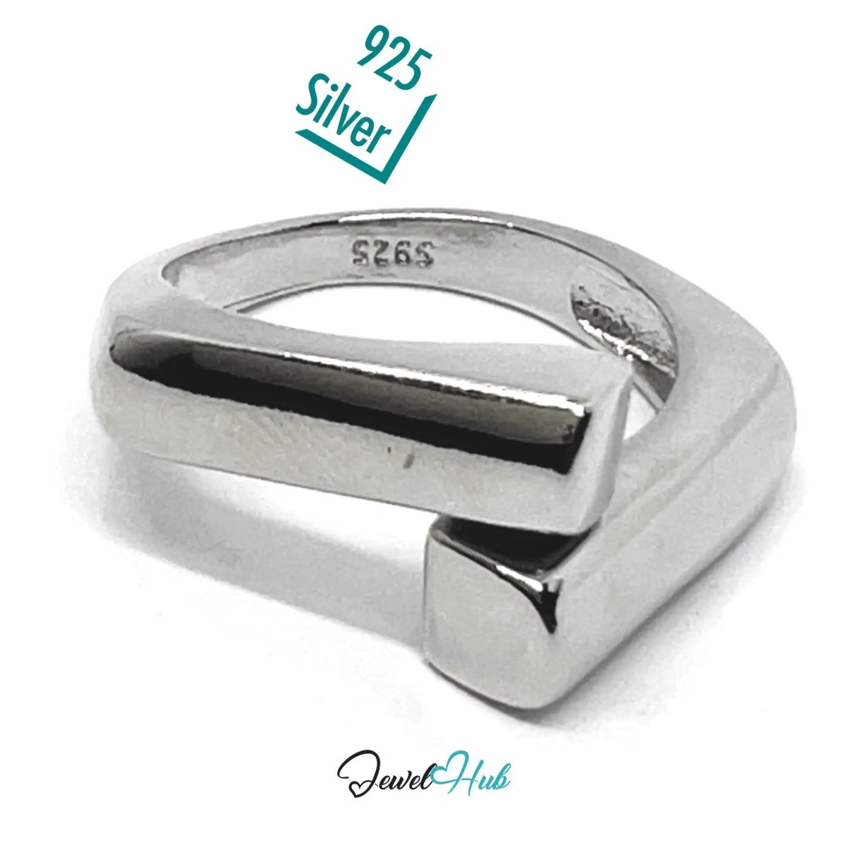 925 Silver Ring (Hallmarked) Linear Merge Design | 4.2g | Adjustable UK O - P - Q - JewelHub.co.uk