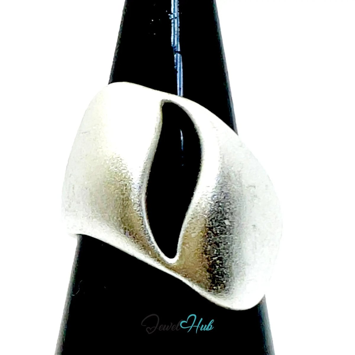 925 Silver Ring (Hallmarked) Matte Asymmetrical Band · UK N - O - P · US 7–8.5 · 5.54g - JewelHub.co.uk