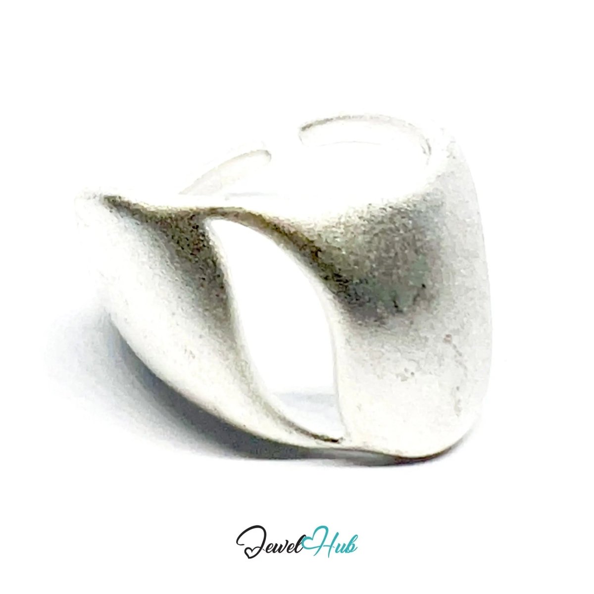 925 Silver Ring (Hallmarked) Matte Asymmetrical Band · UK N - O - P · US 7–8.5 · 5.54g - JewelHub.co.uk