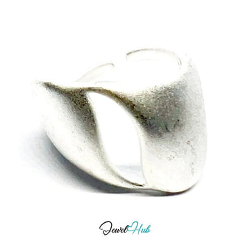 925 Silver Ring (Hallmarked) Matte Asymmetrical Band · UK N - O - P · US 7–8.5 · 5.54g - JewelHub.co.uk