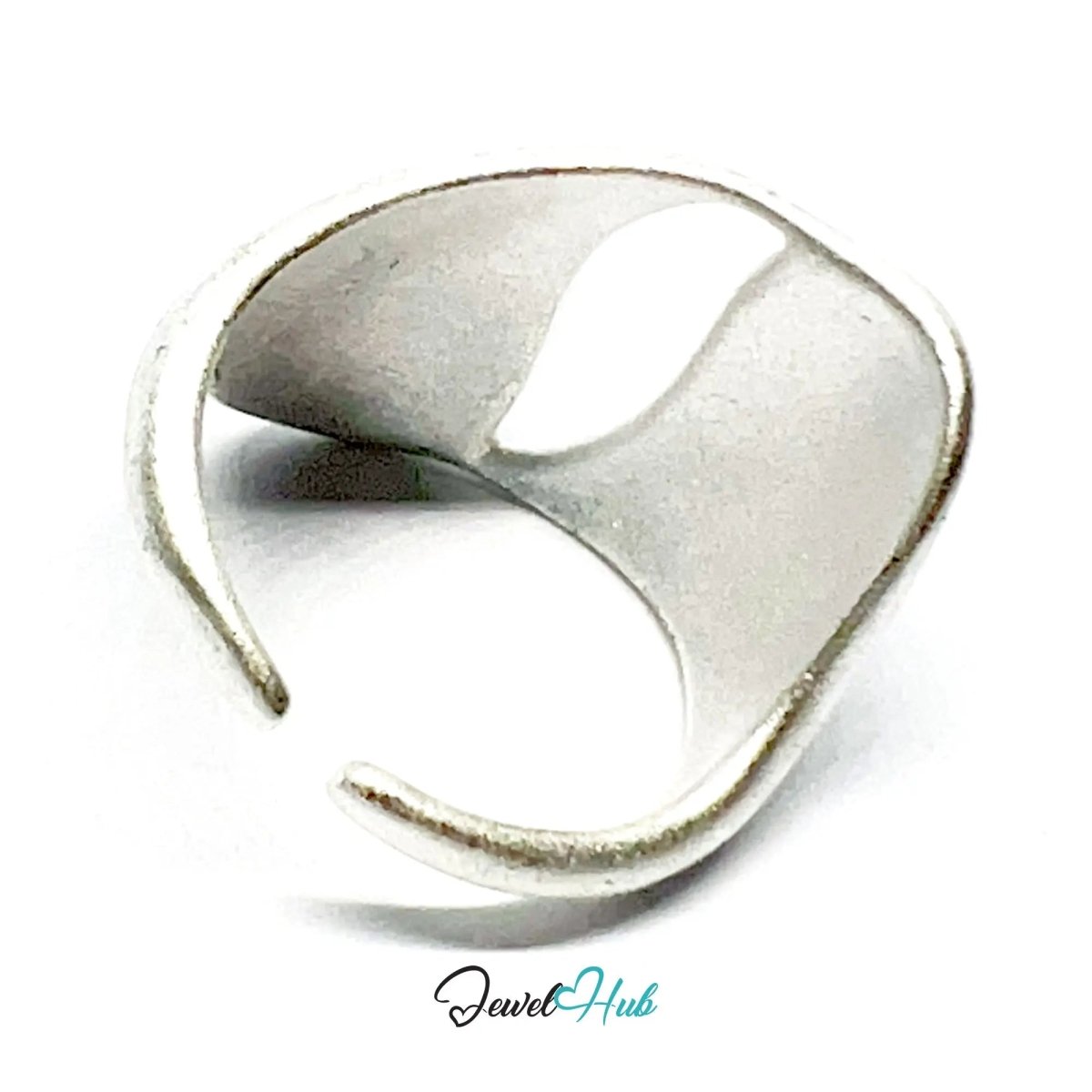 925 Silver Ring (Hallmarked) Matte Asymmetrical Band · UK N - O - P · US 7–8.5 · 5.54g - JewelHub.co.uk
