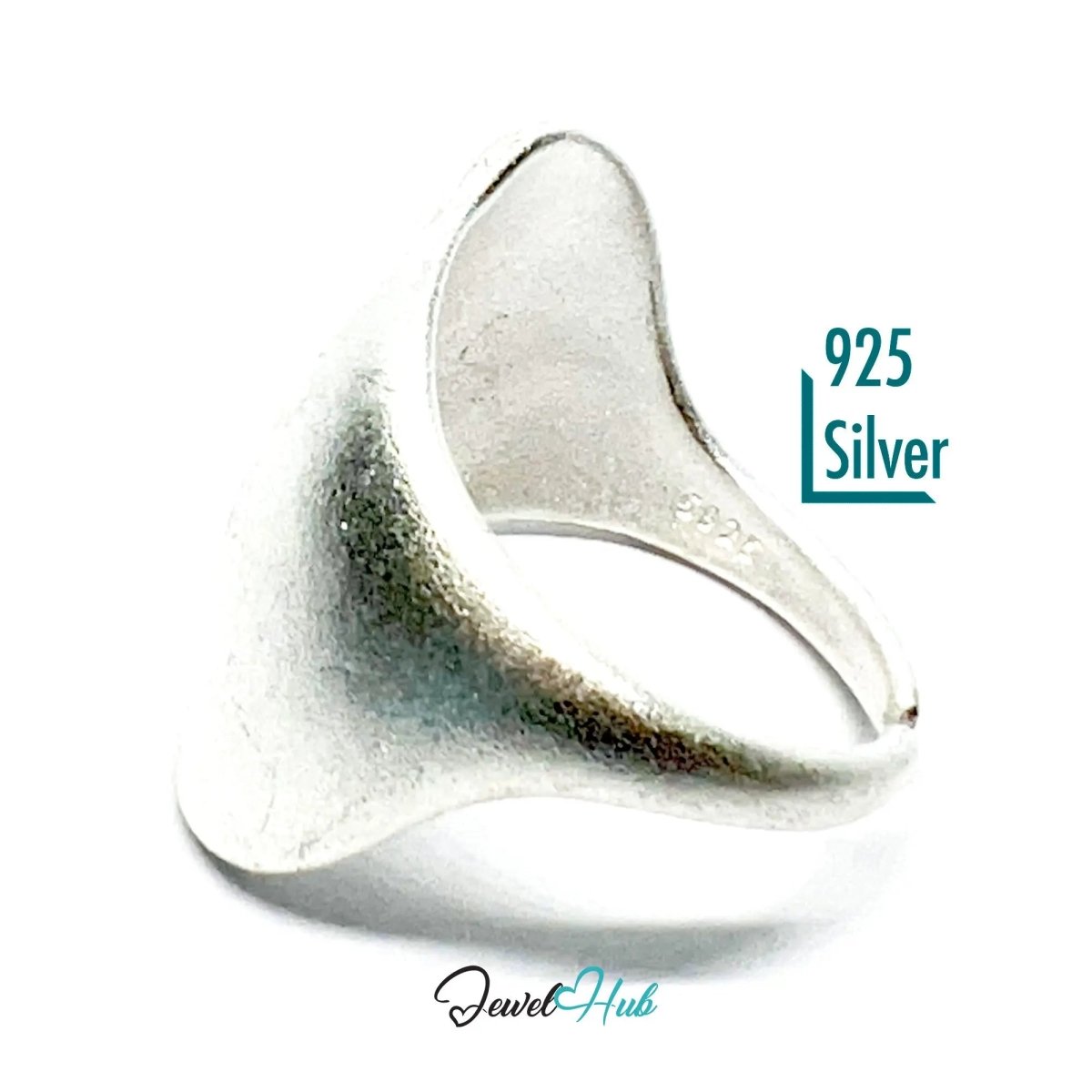 925 Silver Ring (Hallmarked) Matte Asymmetrical Band · UK N - O - P · US 7–8.5 · 5.54g - JewelHub.co.uk