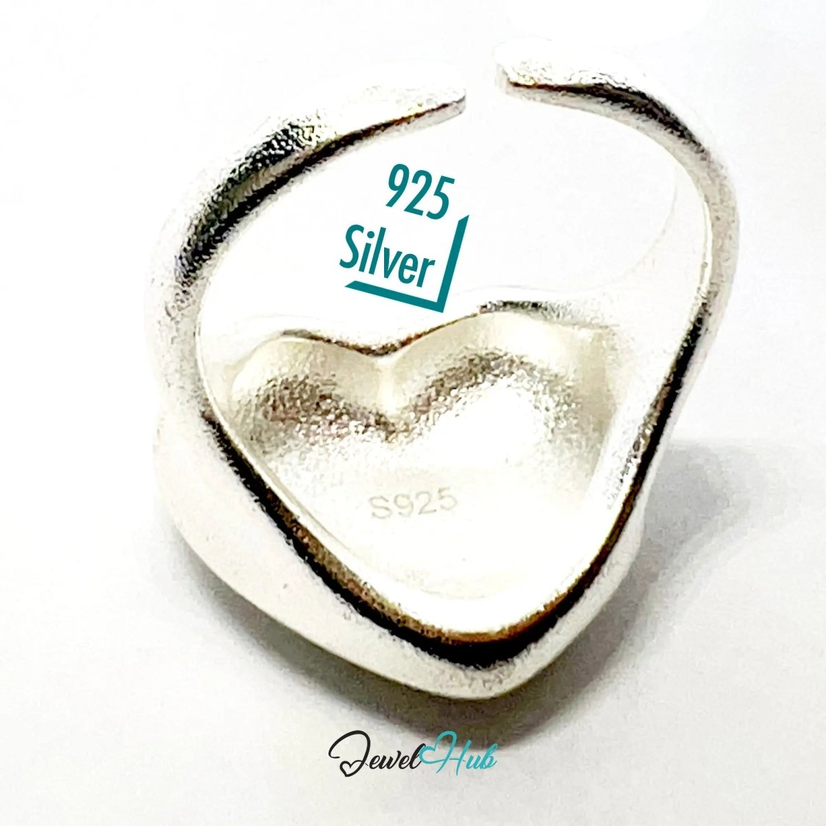 925 Silver Ring (Hallmarked) Matte Heart · UK L - M - N · US 6–7.5 · 7.48g - JewelHub.co.uk