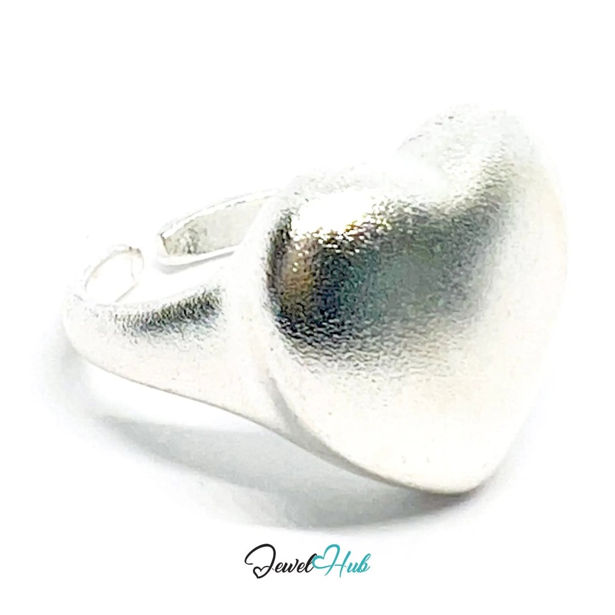 925 Silver Ring (Hallmarked) Matte Heart · UK L - M - N · US 6–7.5 · 7.48g - JewelHub.co.uk