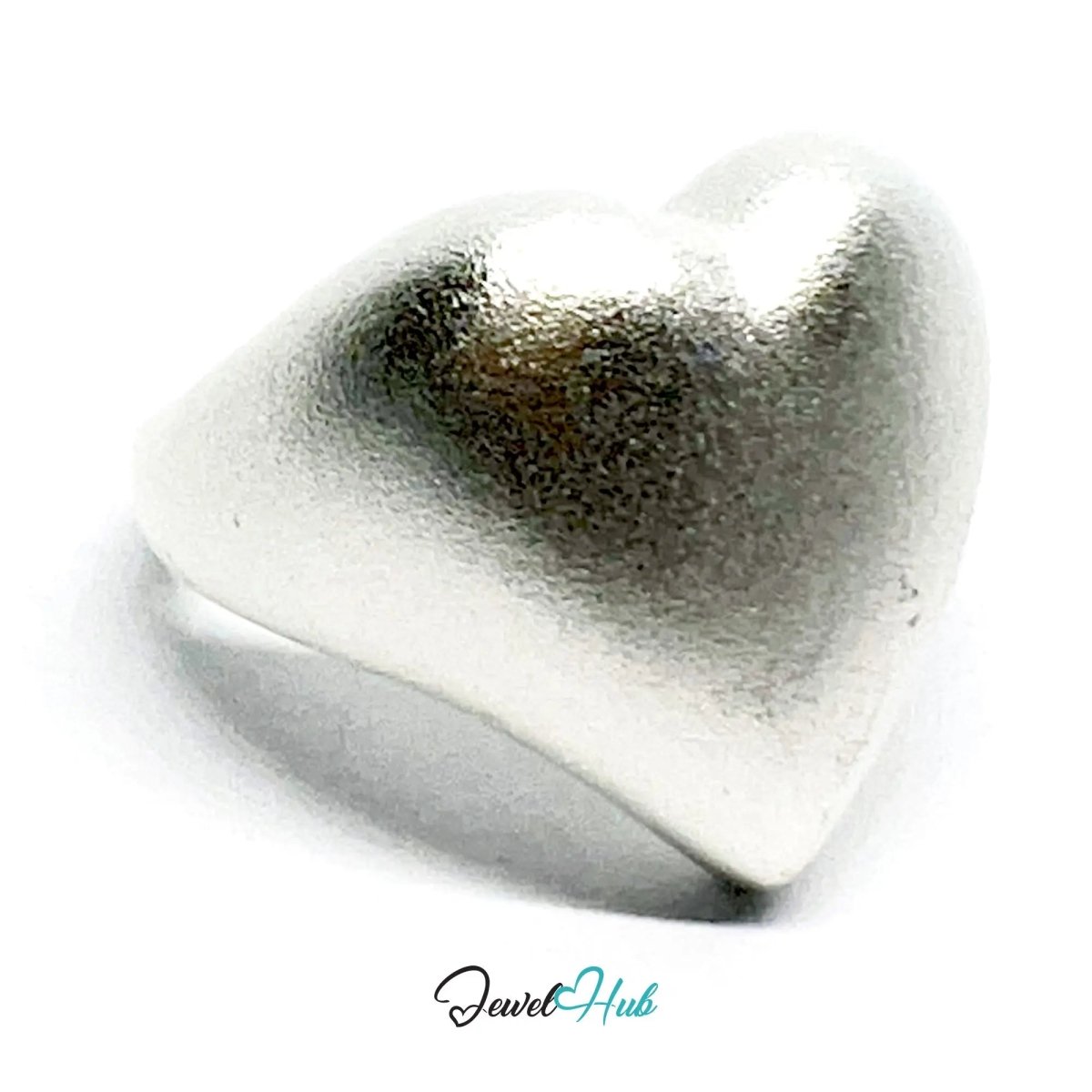 925 Silver Ring (Hallmarked) Matte Heart · UK M - N - O · US 6.5–8 · 6.7g - JewelHub.co.uk