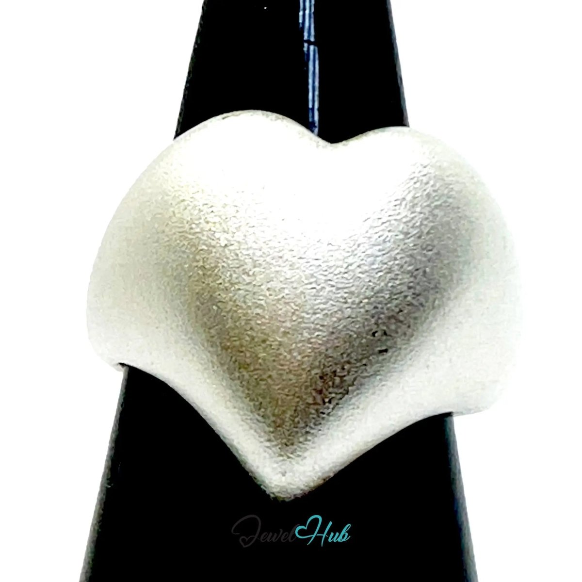 925 Silver Ring (Hallmarked) Matte Heart · UK M - N - O · US 6.5–8 · 6.7g - JewelHub.co.uk