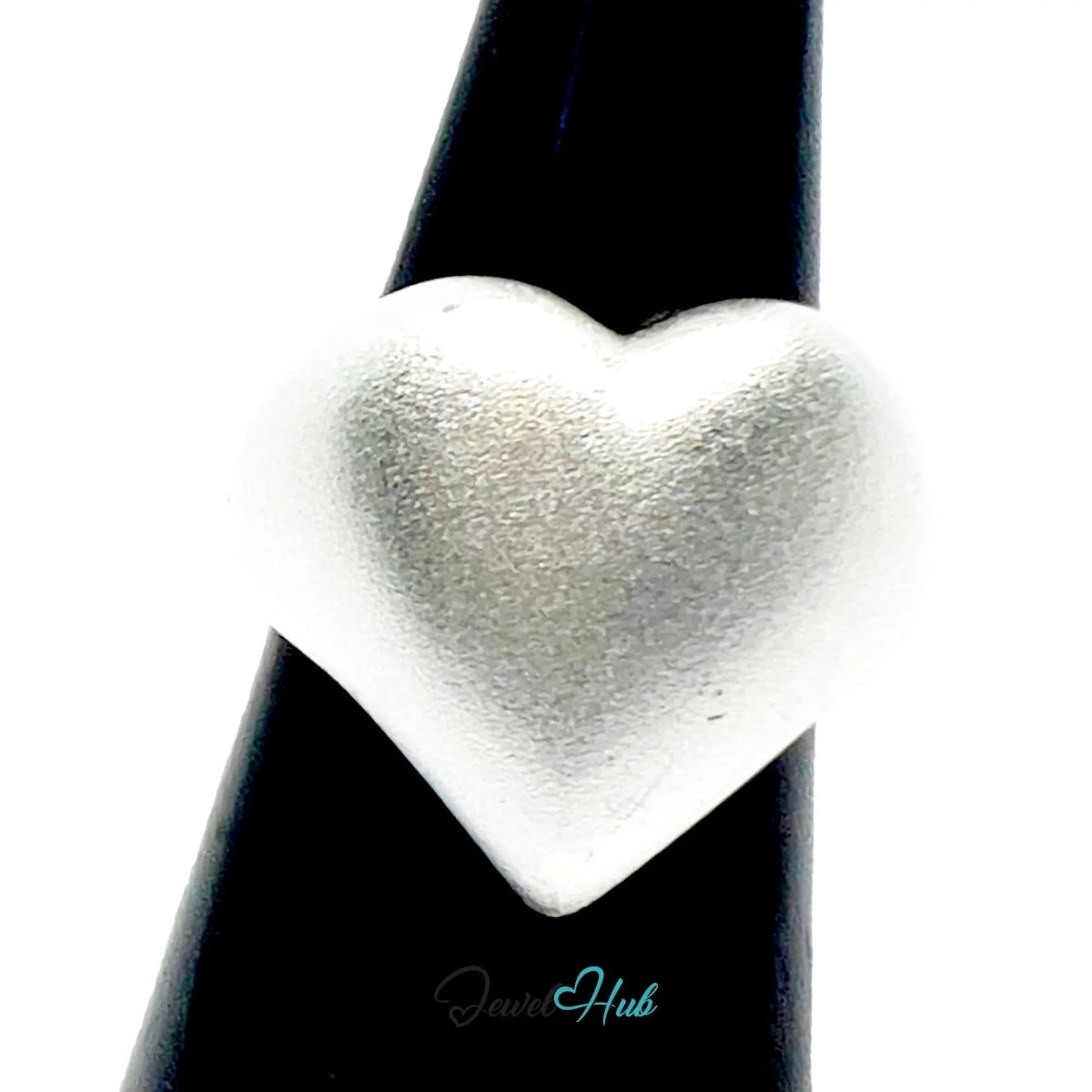 925 Silver Ring (Hallmarked) Matte Heart · UK M - N - O · US 6.5–8 · 6.7g - JewelHub.co.uk
