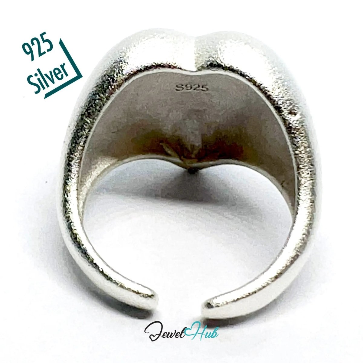 925 Silver Ring (Hallmarked) Matte Heart · UK M - N - O · US 6.5–8 · 6.7g - JewelHub.co.uk