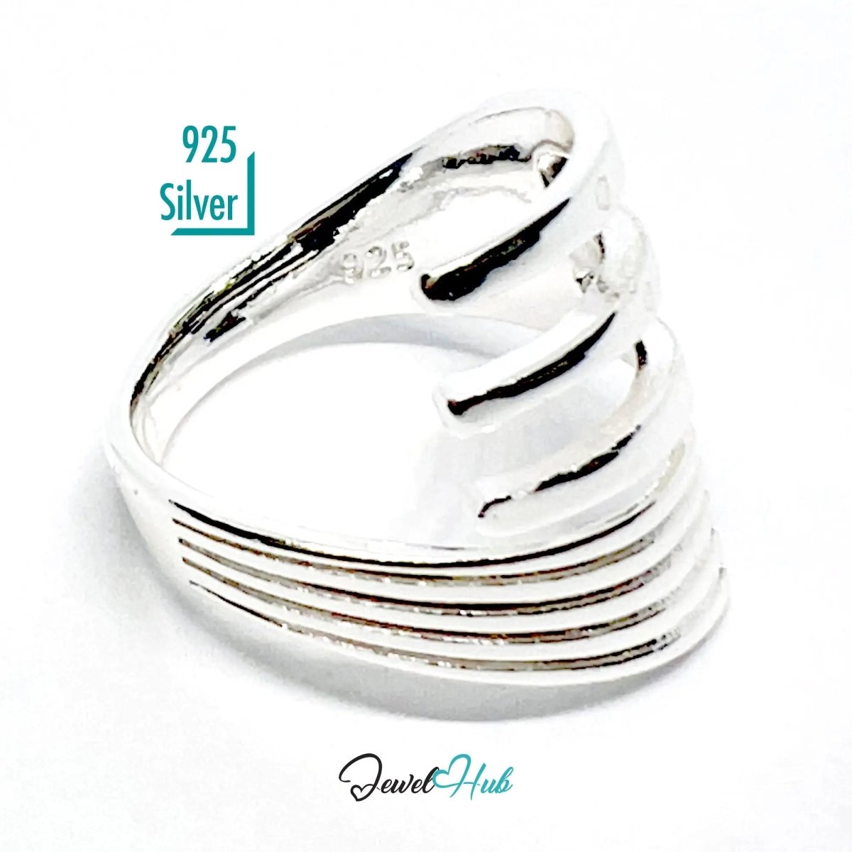 925 Silver Ring (Hallmarked) Multi - Band Wrap · UK N - O - P · US 7–8.5 · 4.34g - JewelHub.co.uk