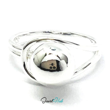 925 Silver Ring (Hallmarked) Orb Crest Design | 2.62g | Adjustable UK N - O - P - JewelHub.co.uk