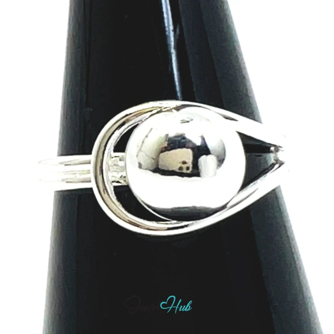 925 Silver Ring (Hallmarked) Orb Crest Design | 2.62g | Adjustable UK N - O - P - JewelHub.co.uk