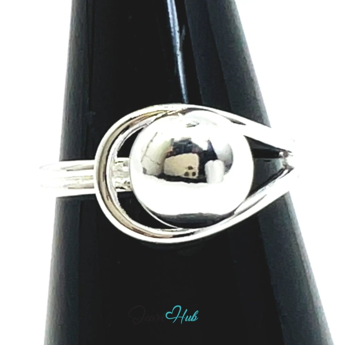925 Silver Ring (Hallmarked) Orb Crest Design | 2.62g | Adjustable UK N - O - P - JewelHub.co.uk
