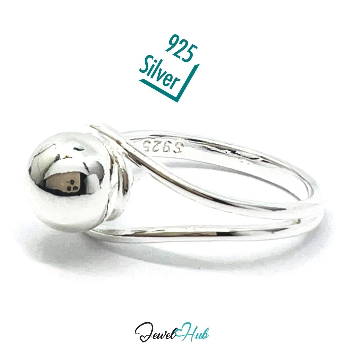 925 Silver Ring (Hallmarked) Orb Crest Design | 2.62g | Adjustable UK N - O - P - JewelHub.co.uk
