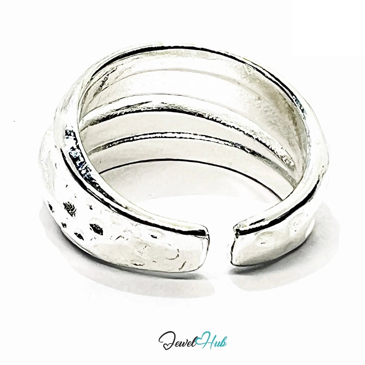 925 Silver Ring (Hallmarked) Pebble - Textured Design | 6.65g | Adjustable UK N - O - P - JewelHub.co.uk
