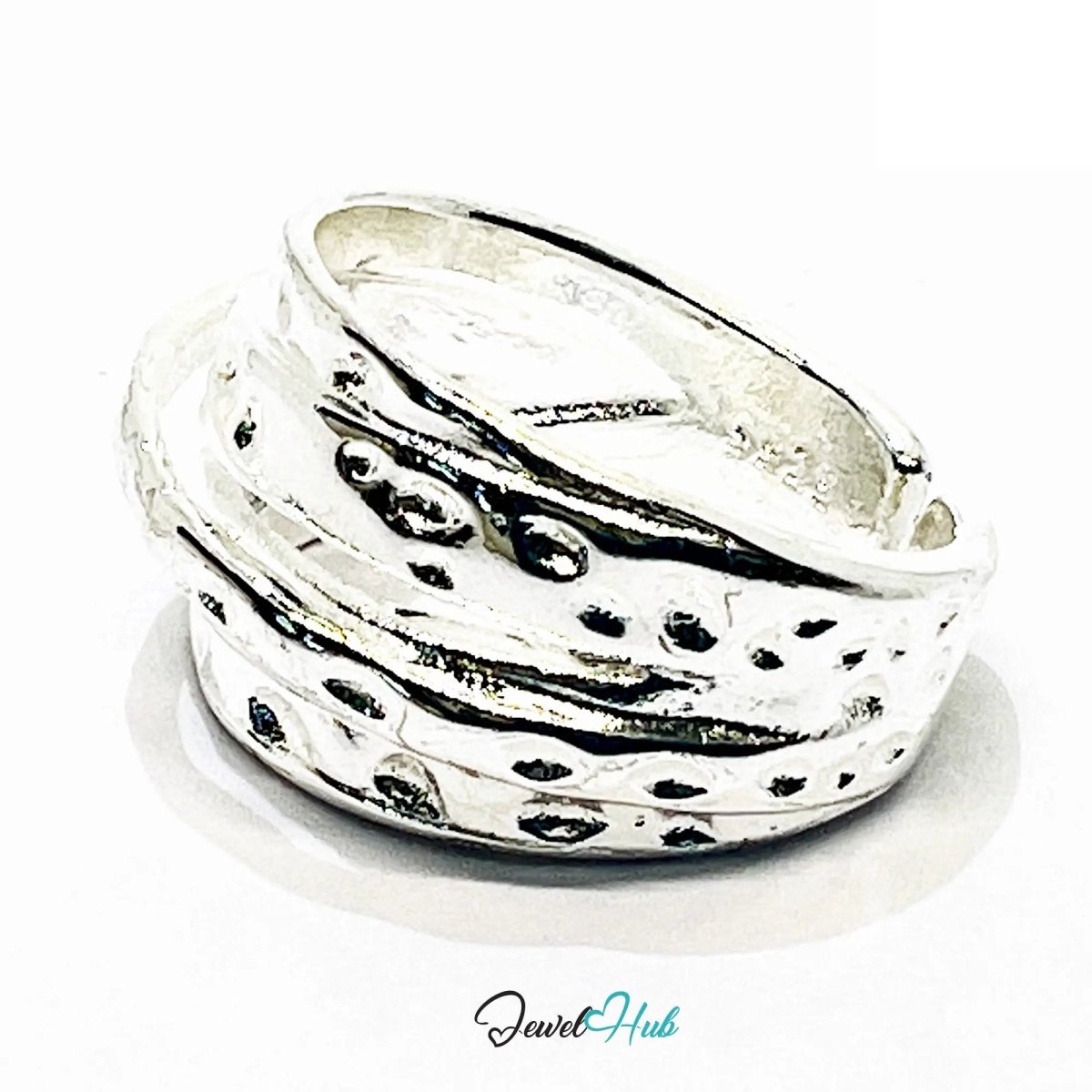 925 Silver Ring (Hallmarked) Pebble - Textured Design | 6.65g | Adjustable UK N - O - P - JewelHub.co.uk