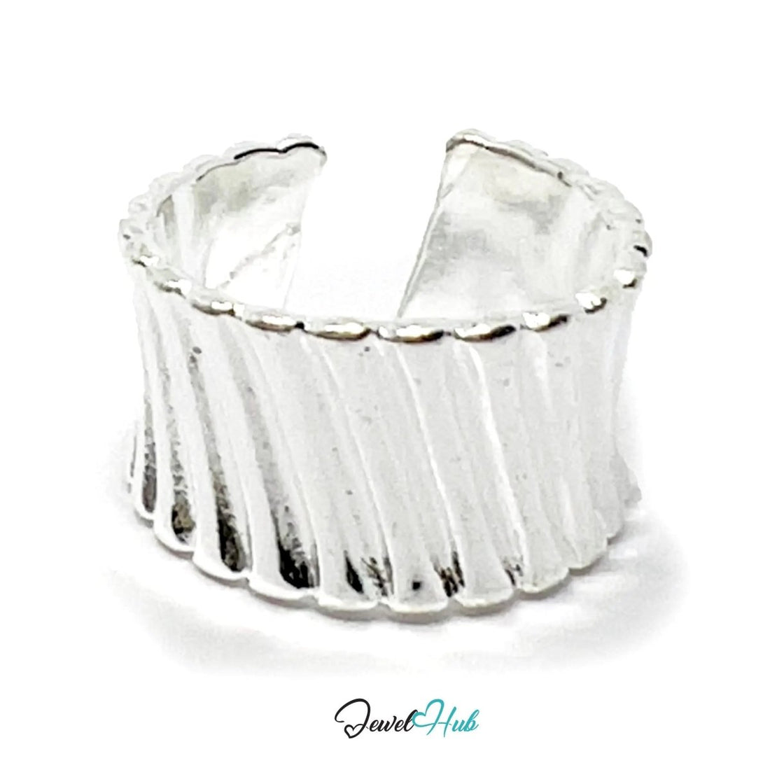 925 Silver Ring (Hallmarked) Ribbed Sculptural Statement | 6.98g | Adjustable UK N - O - P - JewelHub.co.uk