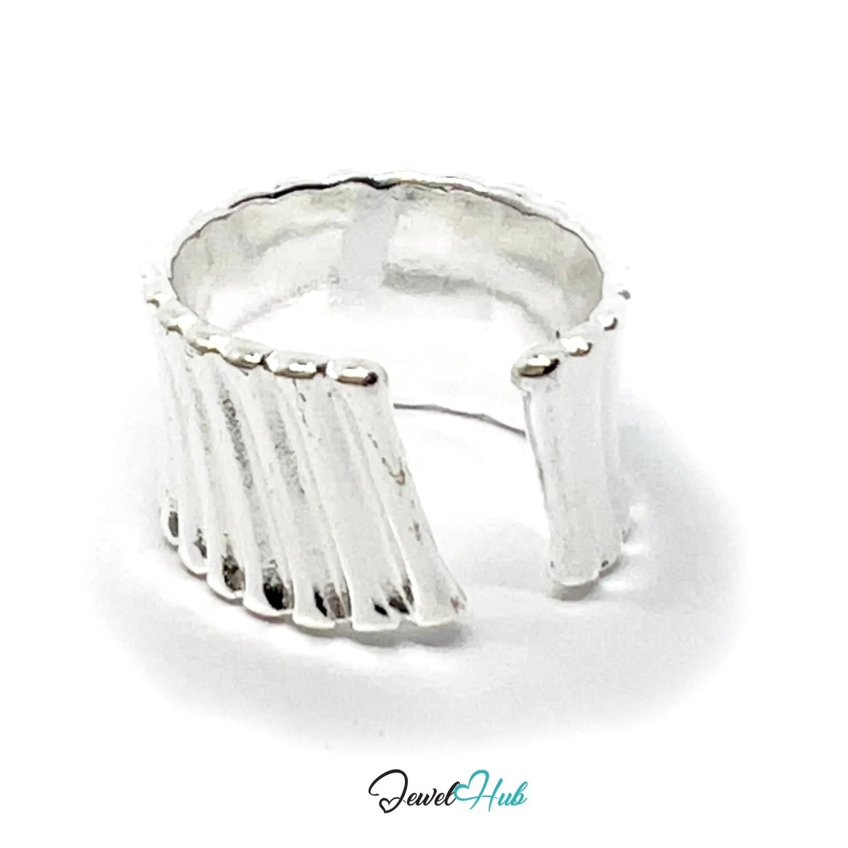 925 Silver Ring (Hallmarked) Ribbed Sculptural Statement | 6.98g | Adjustable UK N - O - P - JewelHub.co.uk