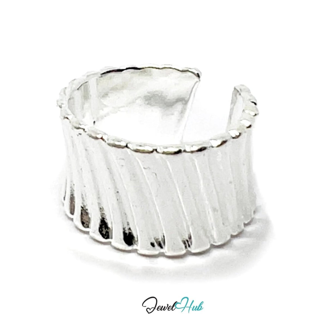 925 Silver Ring (Hallmarked) Ribbed Sculptural Statement | 6.98g | Adjustable UK N - O - P - JewelHub.co.uk