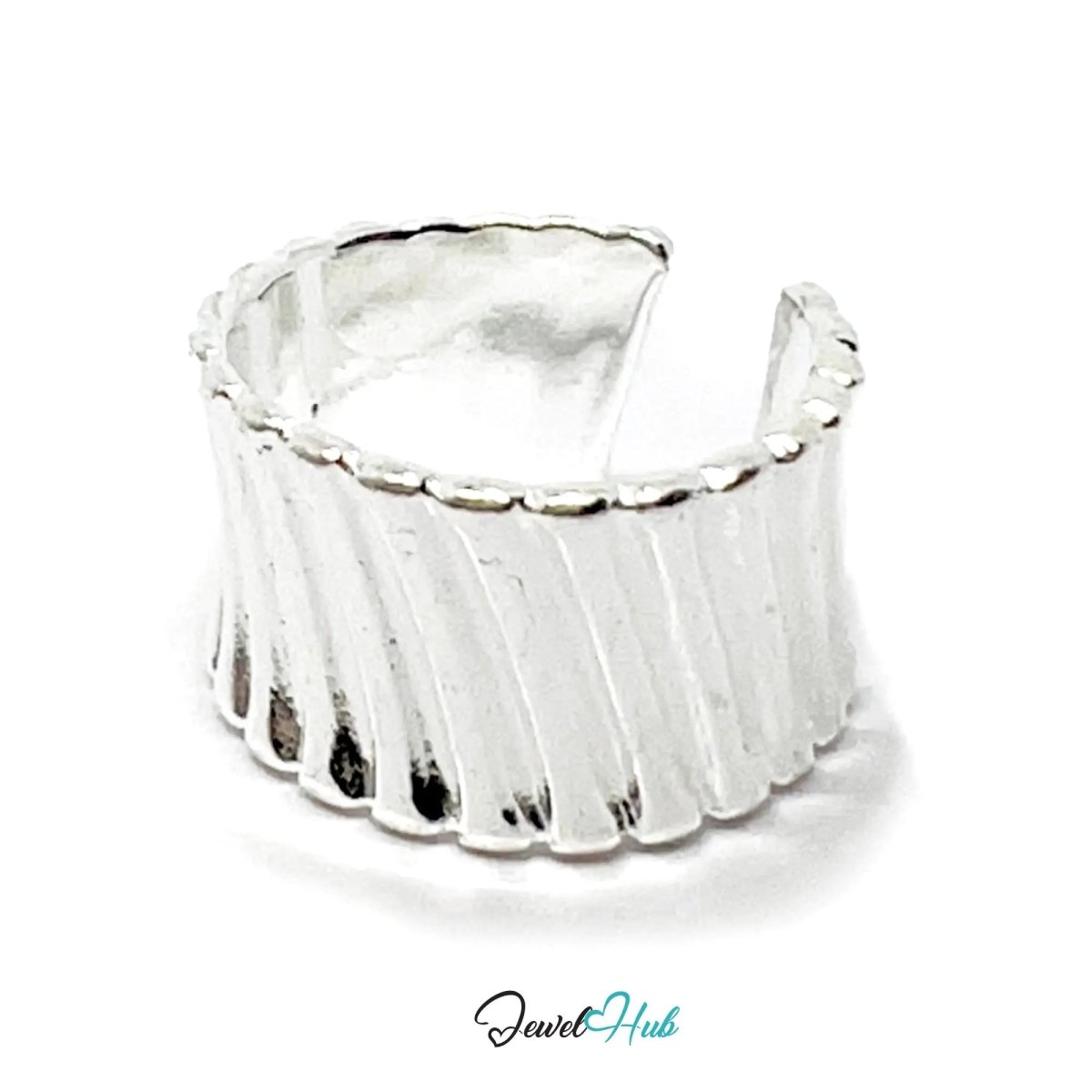 925 Silver Ring (Hallmarked) Ribbed Sculptural Statement | 6.98g | Adjustable UK N - O - P - JewelHub.co.uk