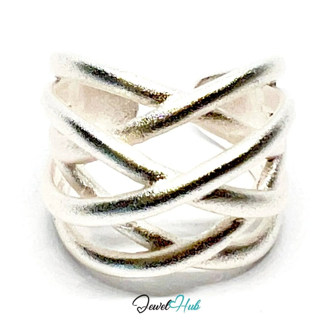 925 Silver Ring (Hallmarked) Sculptural Crossover · UK N - O - P · US 7–8.5 · 6.93g - JewelHub.co.uk