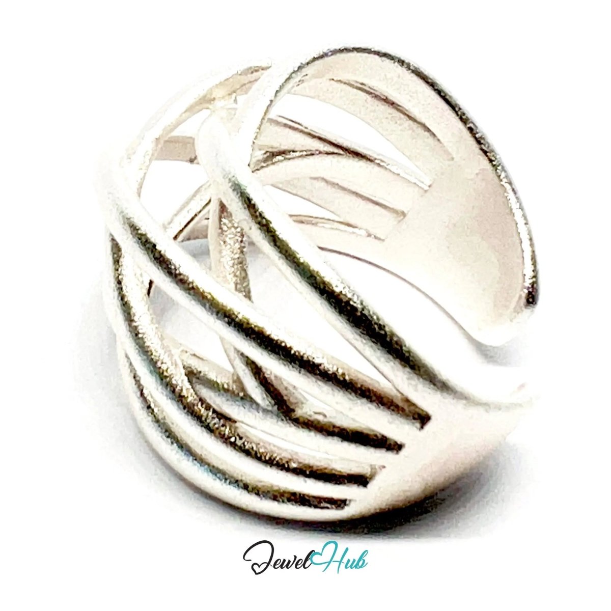 925 Silver Ring (Hallmarked) Sculptural Crossover · UK N - O - P · US 7–8.5 · 6.93g - JewelHub.co.uk