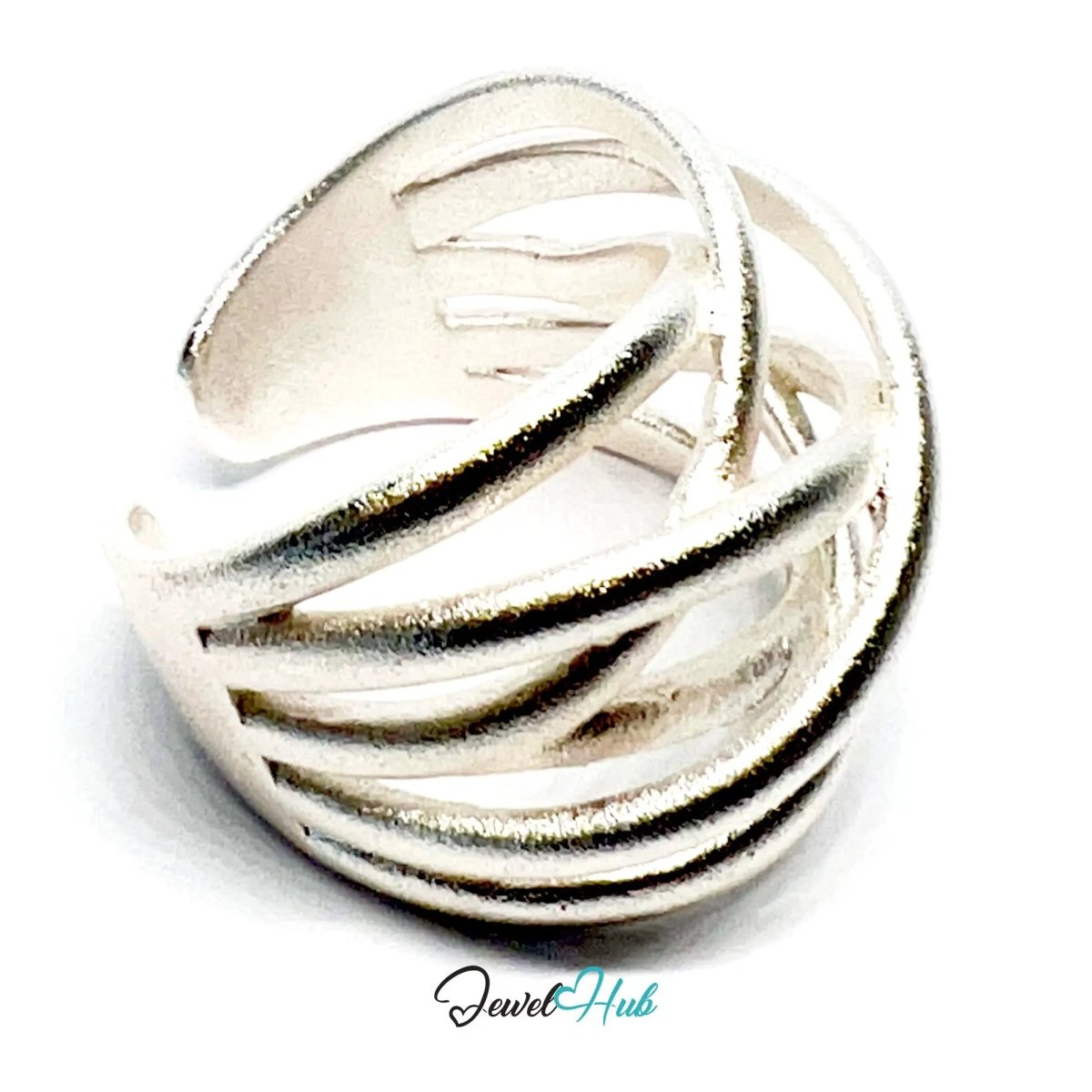 925 Silver Ring (Hallmarked) Sculptural Crossover · UK N - O - P · US 7–8.5 · 6.93g - JewelHub.co.uk