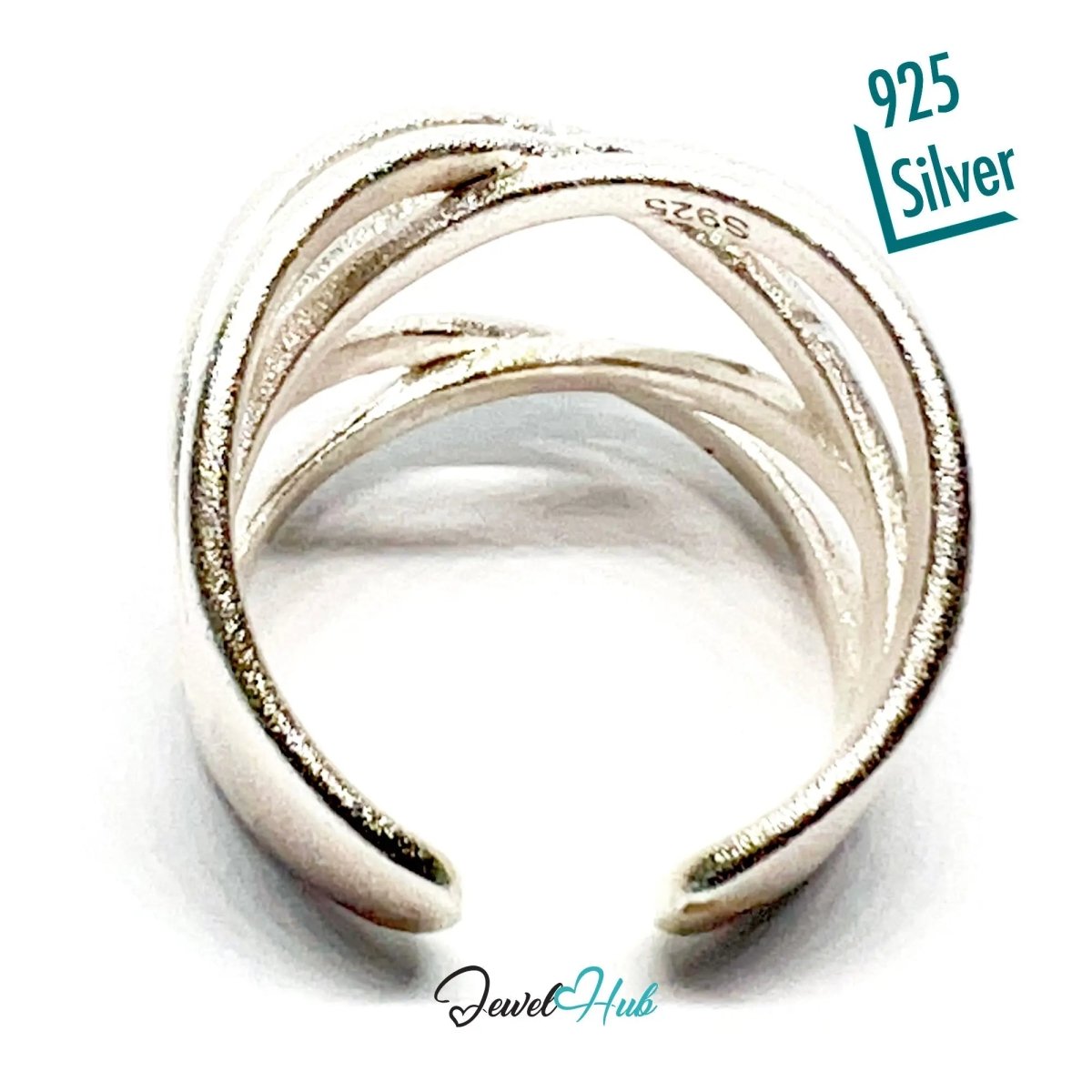 925 Silver Ring (Hallmarked) Sculptural Crossover · UK N - O - P · US 7–8.5 · 6.93g - JewelHub.co.uk