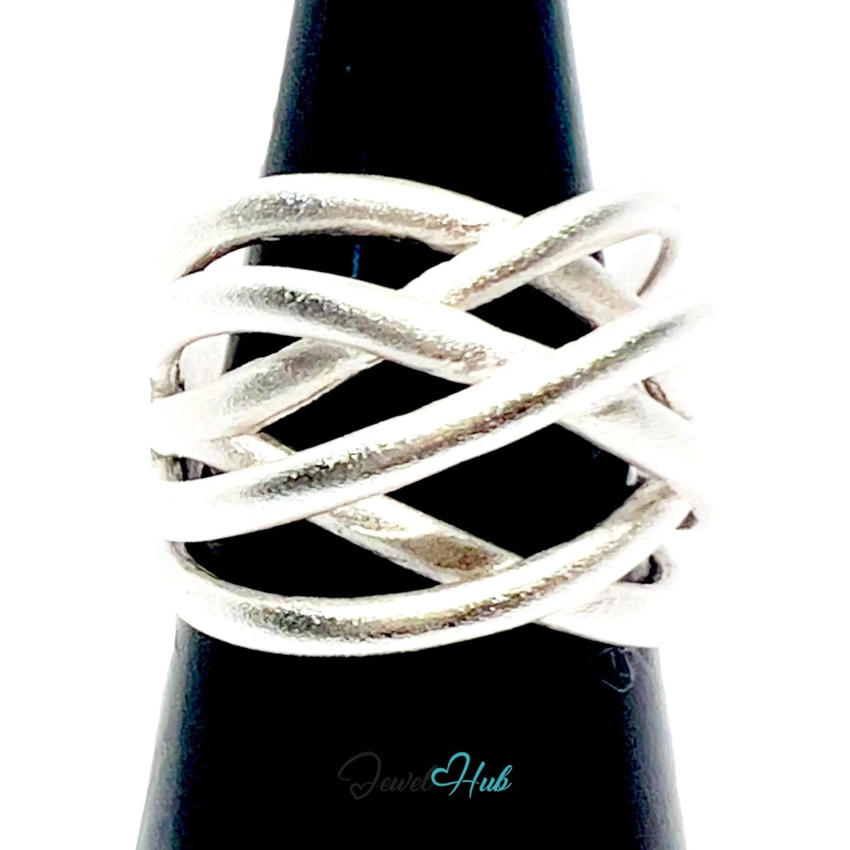 925 Silver Ring (Hallmarked) Sculptural Crossover · UK N - O - P · US 7–8.5 · 6.93g - JewelHub.co.uk