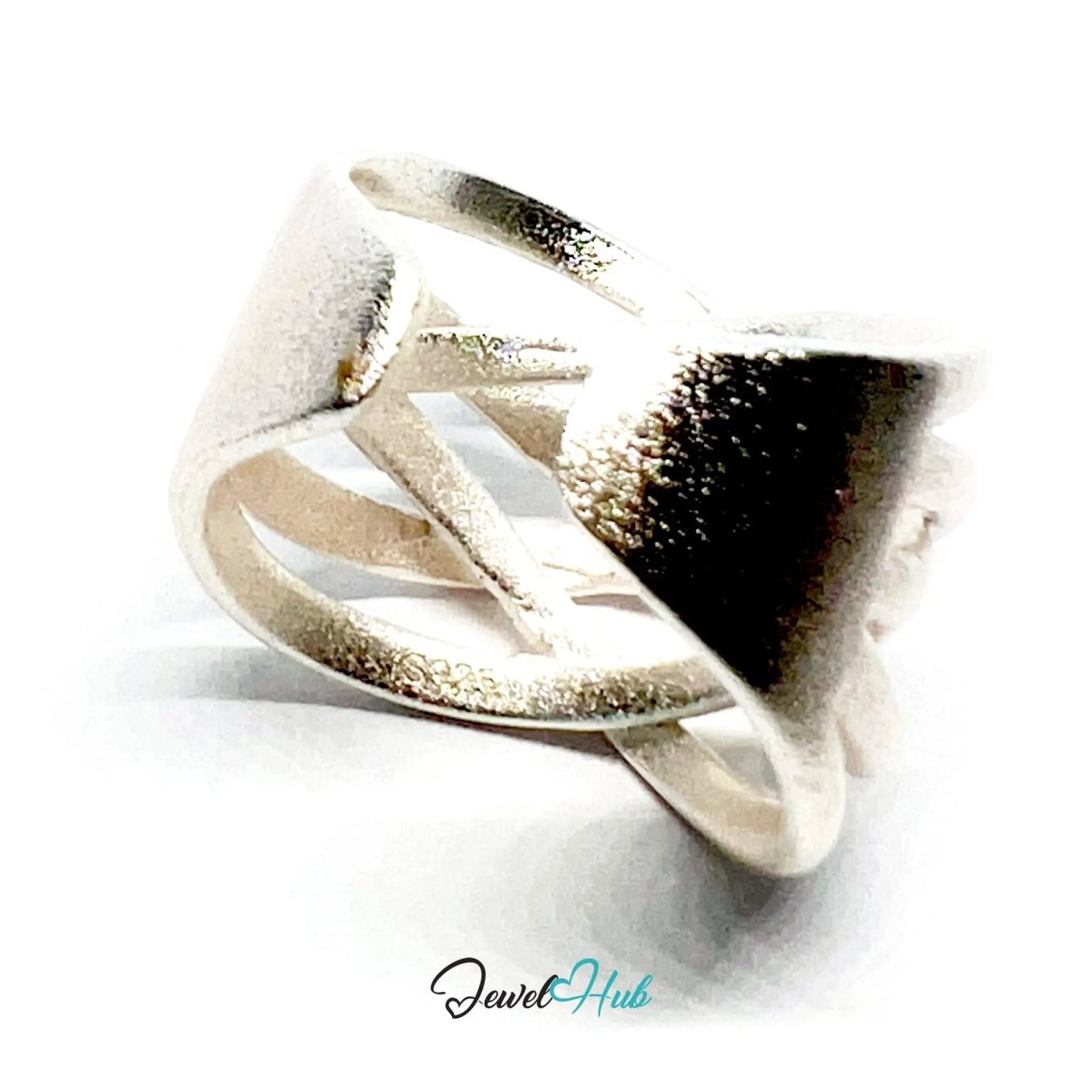 925 Silver Ring (Hallmarked) Sculptural Crossover · UK N - O - P · US 7–8.5 · 6.93g - JewelHub.co.uk