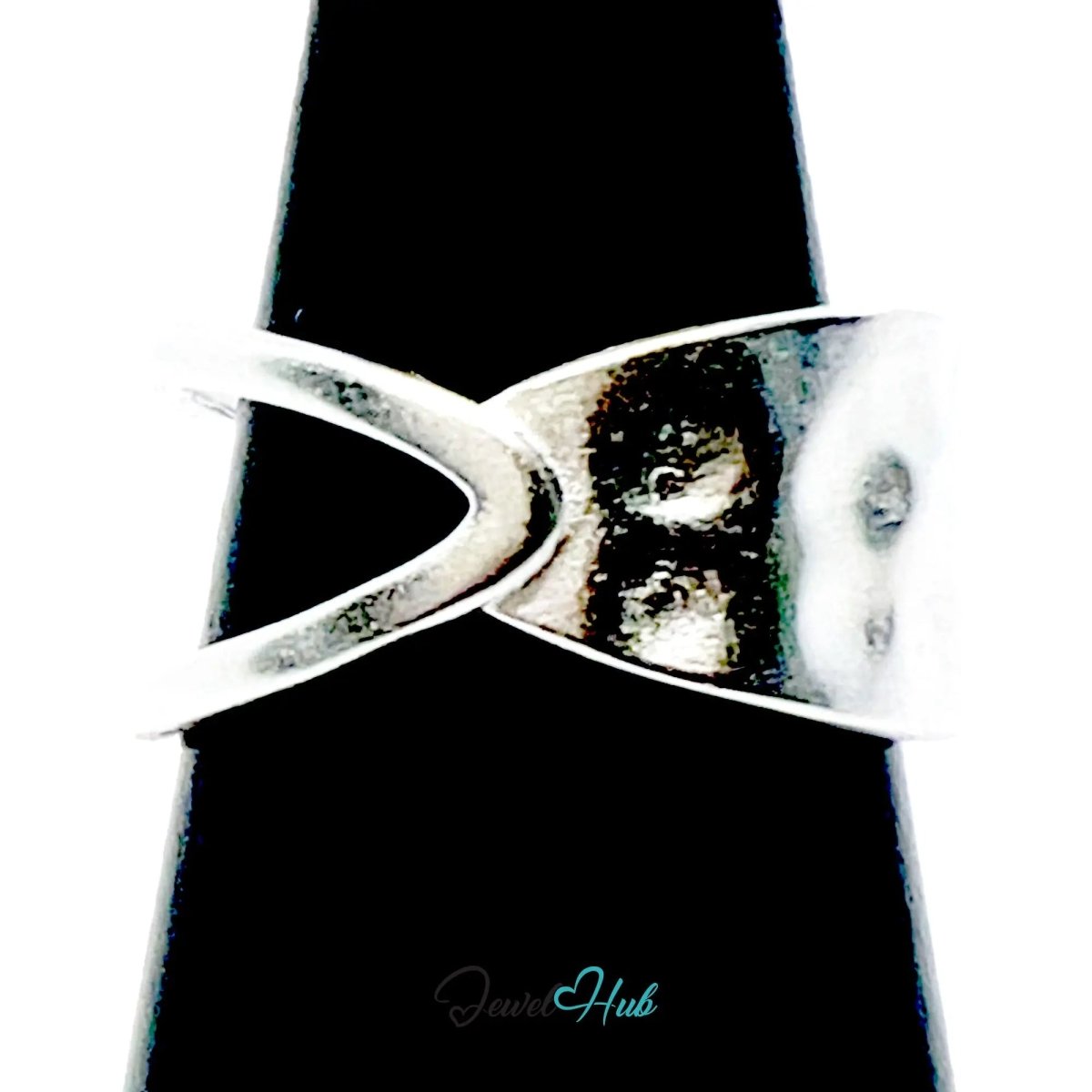 925 Silver Ring (Hallmarked) Sculptural V - Curve · UK M - N - O · US 6.5–8 · 3.3g - JewelHub.co.uk