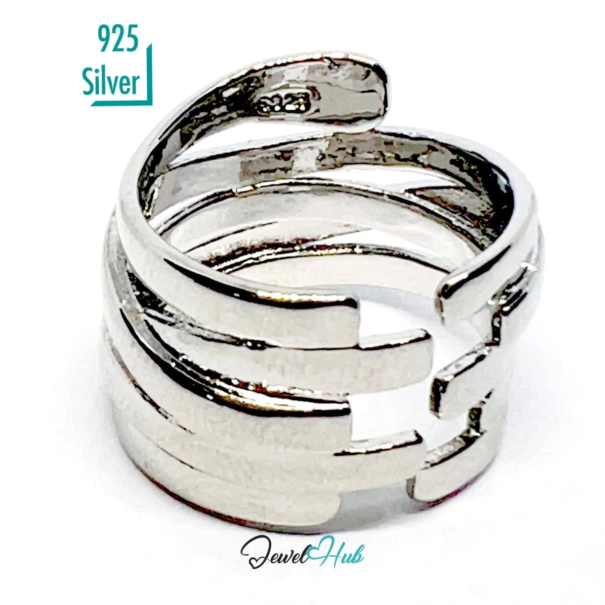 925 Silver Ring (Hallmarked) Sculptural Wrap · UK M - N - O · US 6.5–8 · 5.6g - JewelHub.co.uk