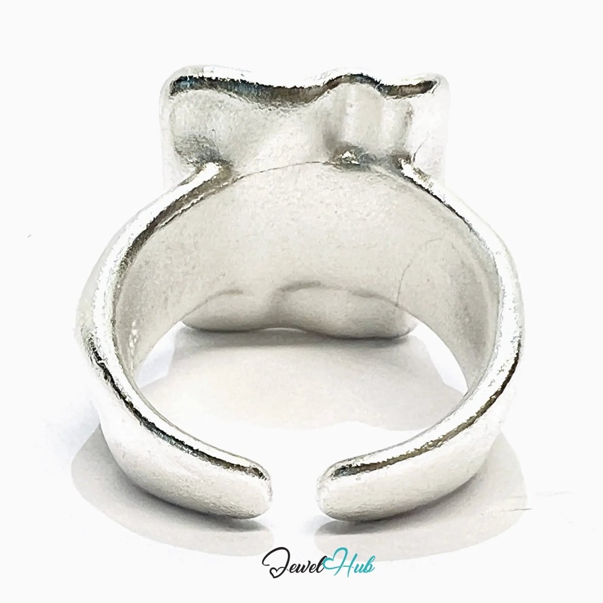 925 Silver Ring (Hallmarked) Square Top Design with Textured Finish | 9.4g | Adjustable UK M - N - O - JewelHub.co.uk