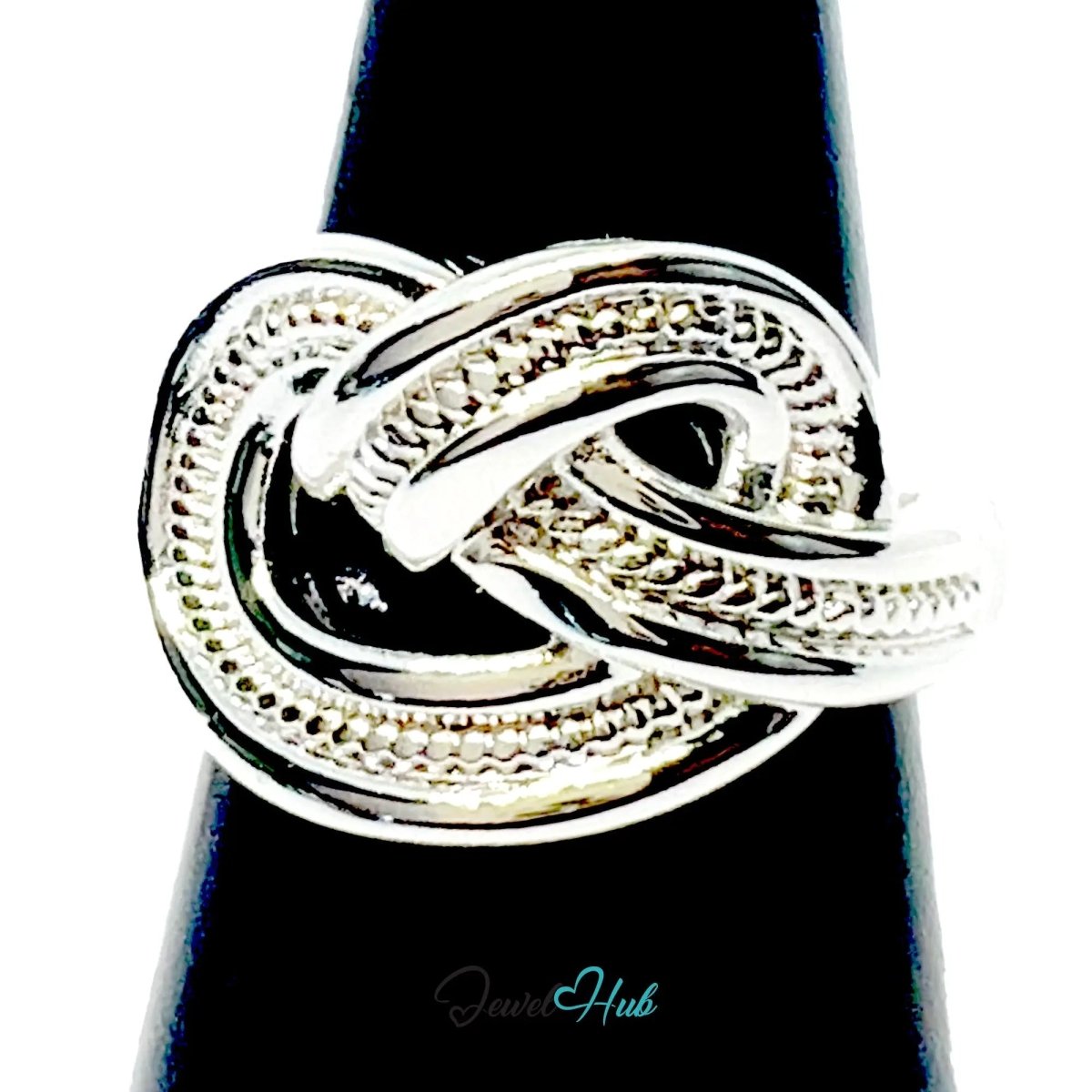 925 Silver Ring (Hallmarked) Textured Knot · UK L - M - N · US 6–7.5 · 6.6g - JewelHub.co.uk