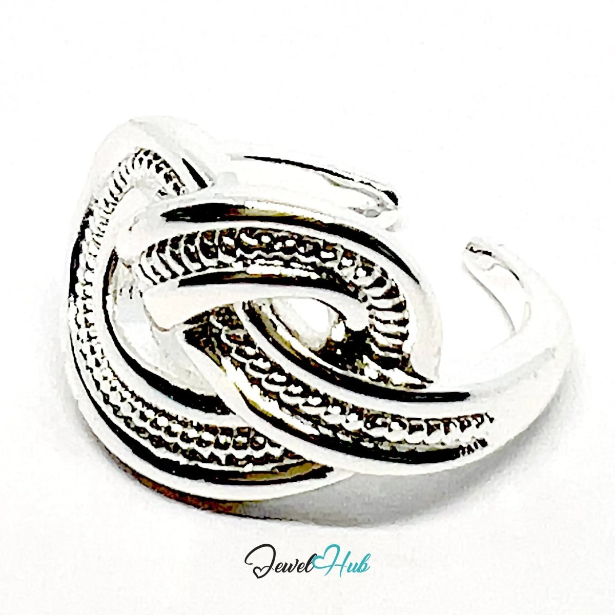 925 Silver Ring (Hallmarked) Textured Knot · UK L - M - N · US 6–7.5 · 6.6g - JewelHub.co.uk