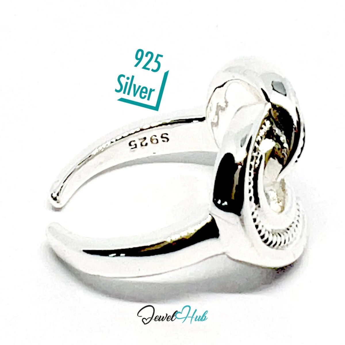 925 Silver Ring (Hallmarked) Textured Knot · UK L - M - N · US 6–7.5 · 6.6g - JewelHub.co.uk