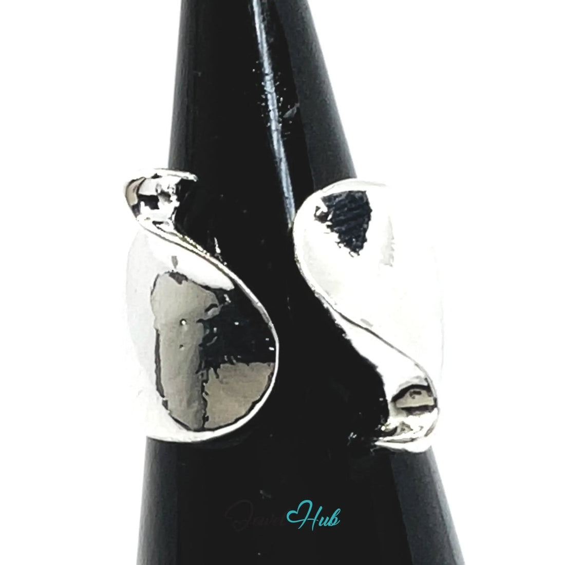 925 Silver Ring (Hallmarked) Twin Leaf Design | 6.4–7.2g | Adjustable UK L - M - N - JewelHub.co.uk