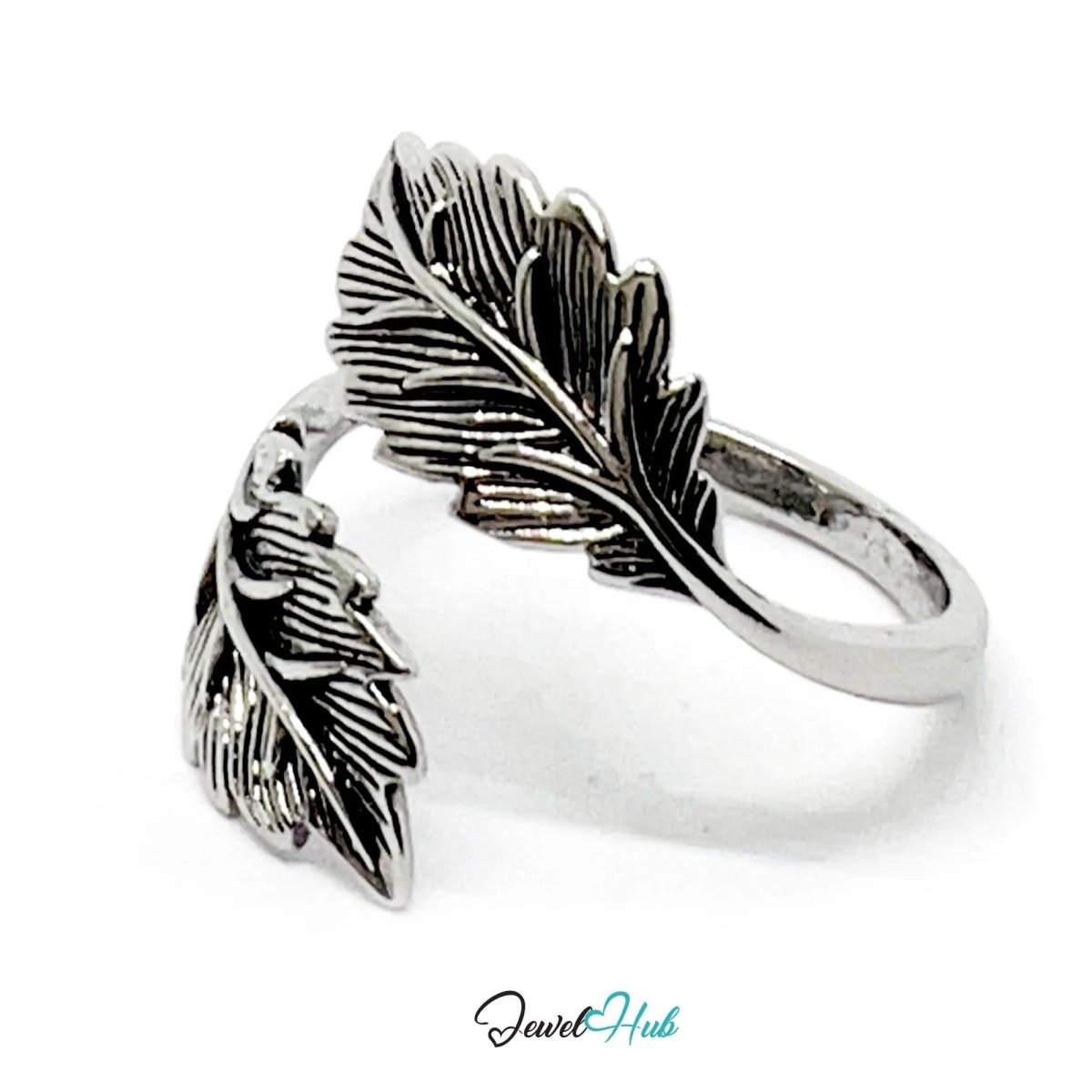925 Silver Ring (Hallmarked) Twin Leaf · UK N - O - P · US 7–8 · 2.82g - JewelHub.co.uk