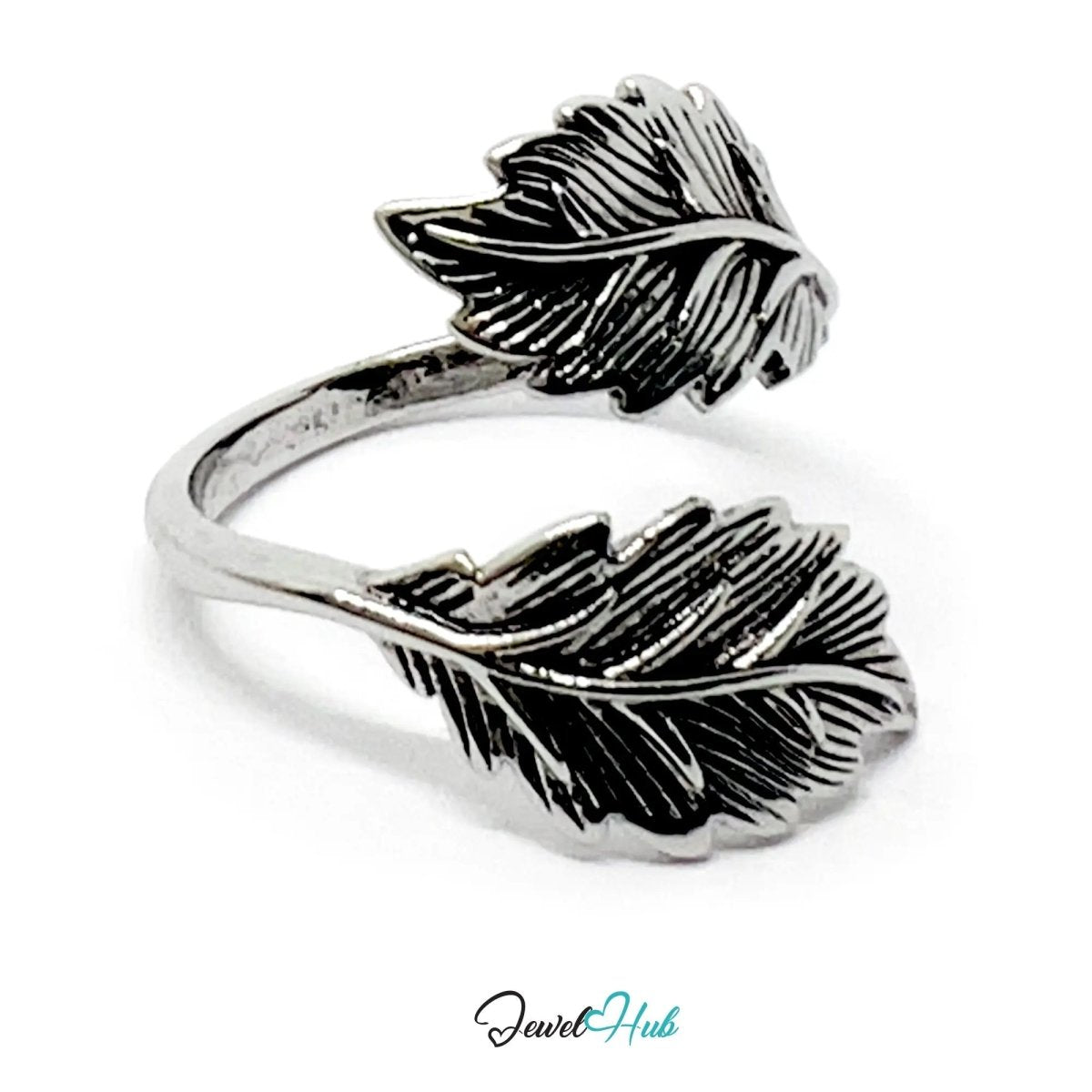 925 Silver Ring (Hallmarked) Twin Leaf · UK N - O - P · US 7–8 · 2.82g - JewelHub.co.uk